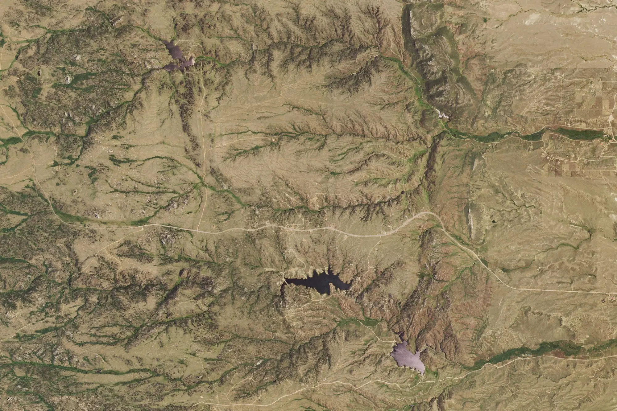 Aerial view of Curt Gowdy State Park