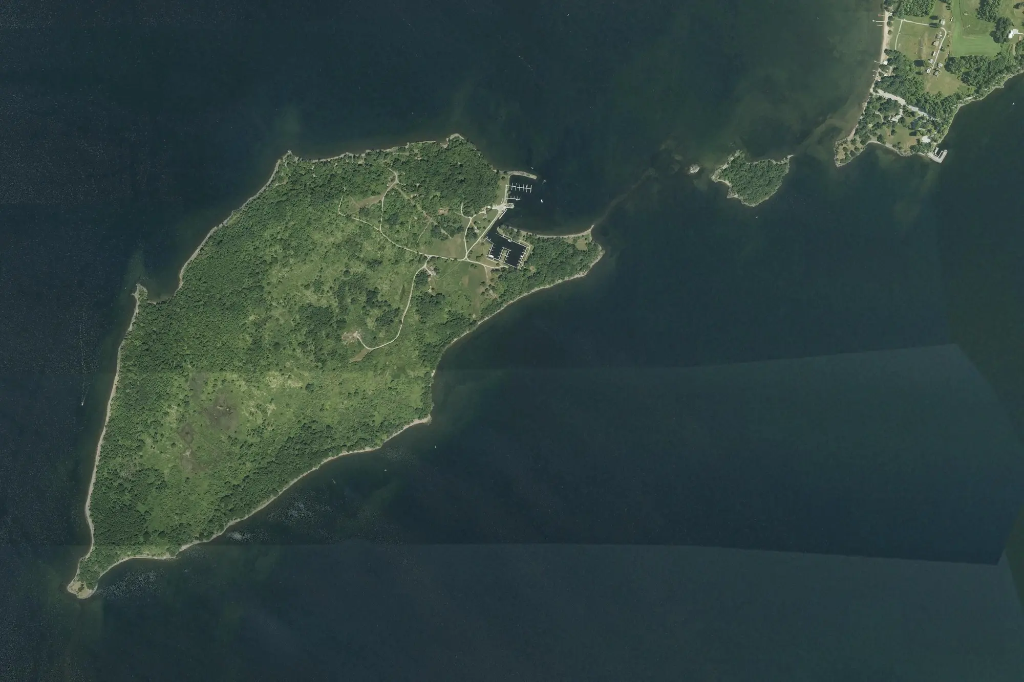 Aerial view of Burton Island State Park
