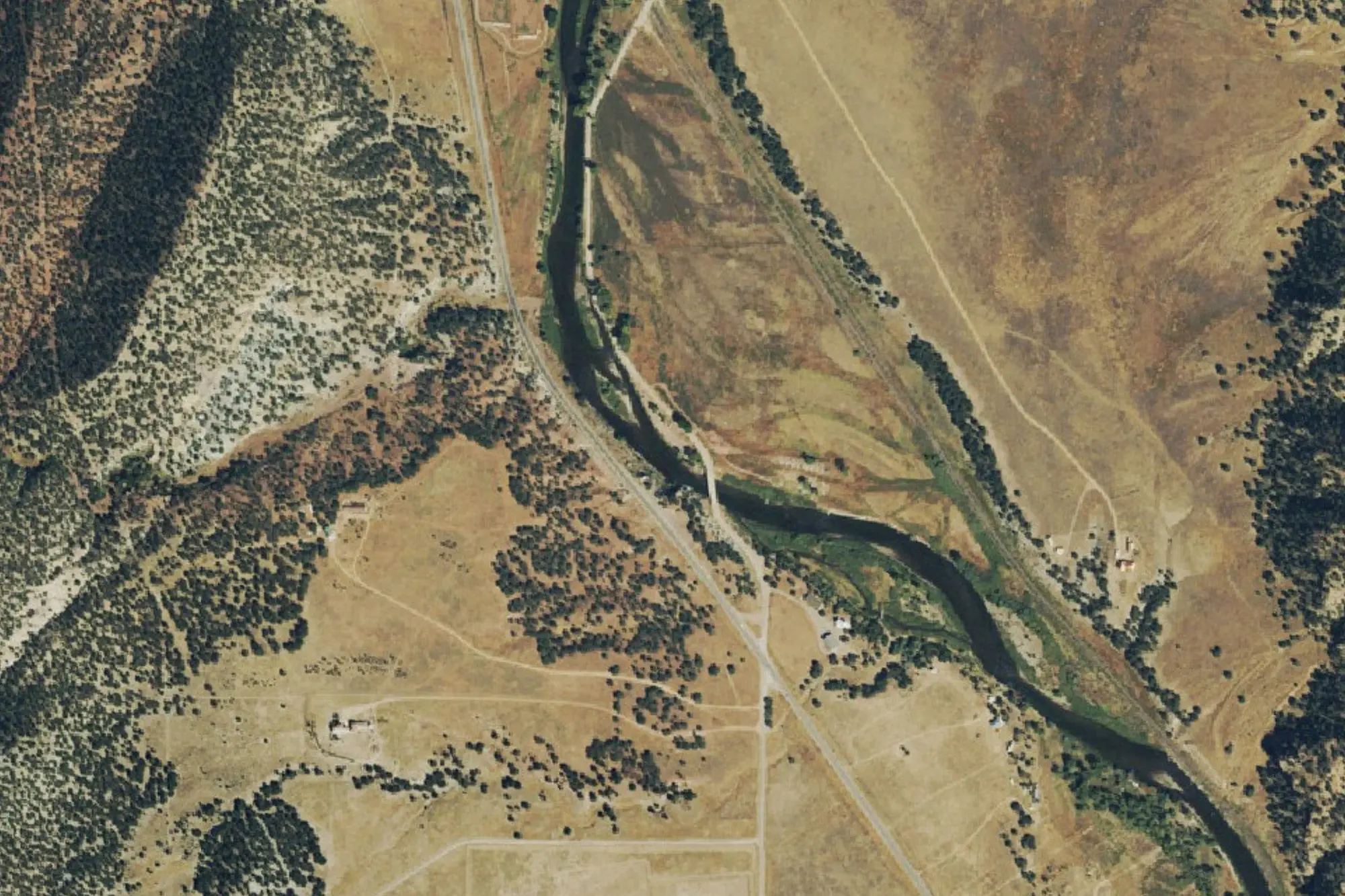 Aerial view of Arkansas Headwaters Recreation Area - Vallie Bridge