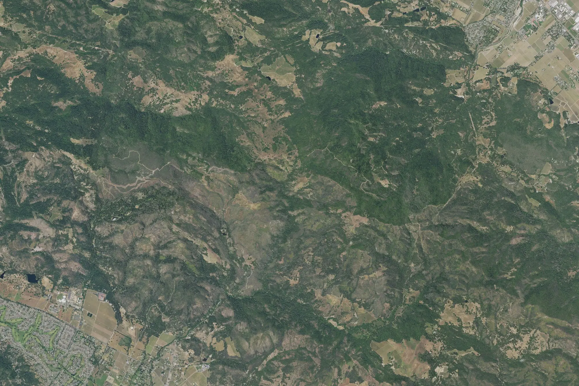 Aerial view of Sugarloaf Ridge State Park