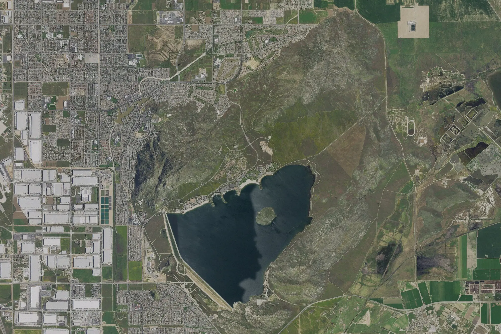 Aerial view of Lake Perris State Recreation Area