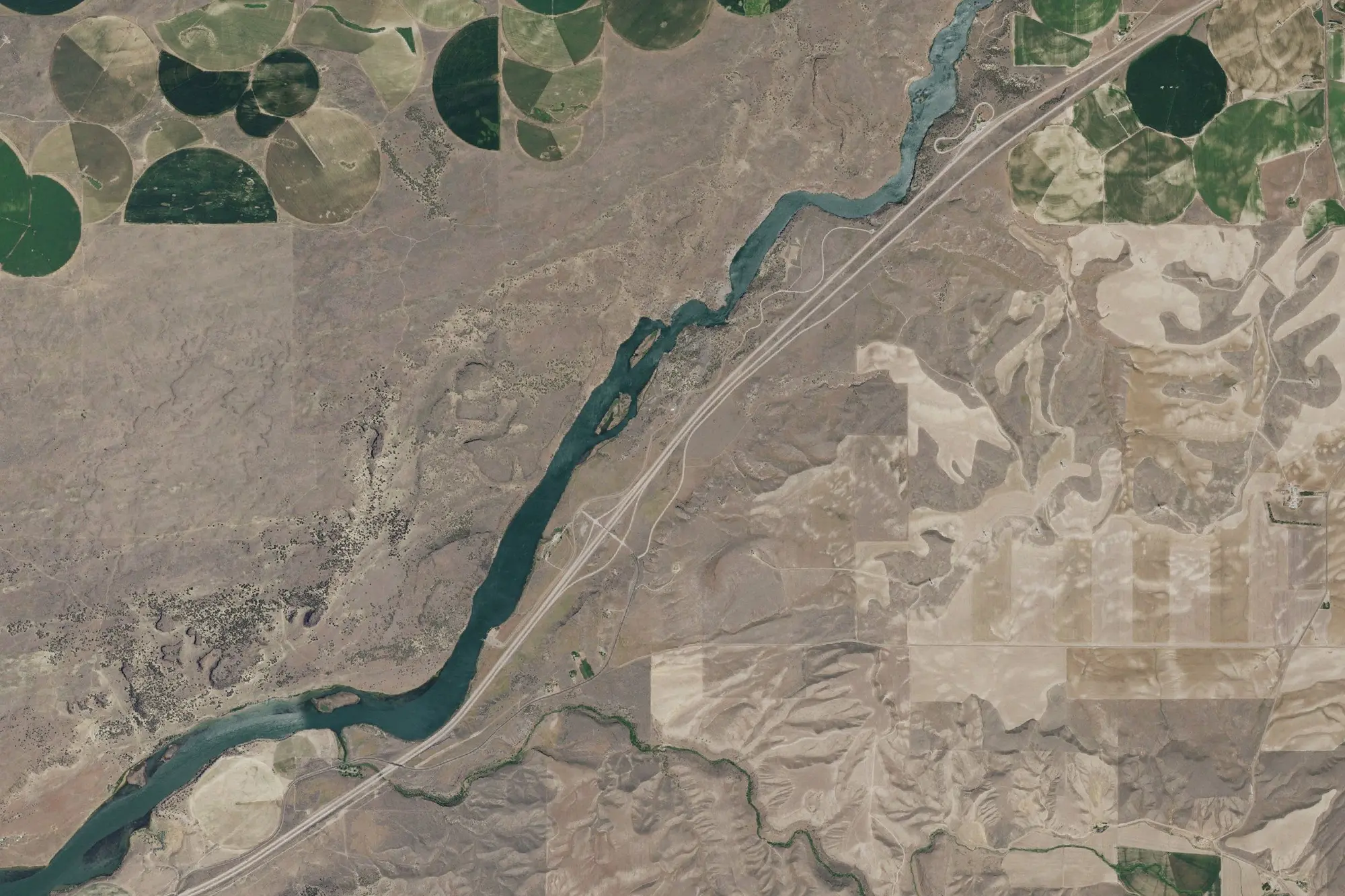 Aerial view of Massacre Rocks State Park