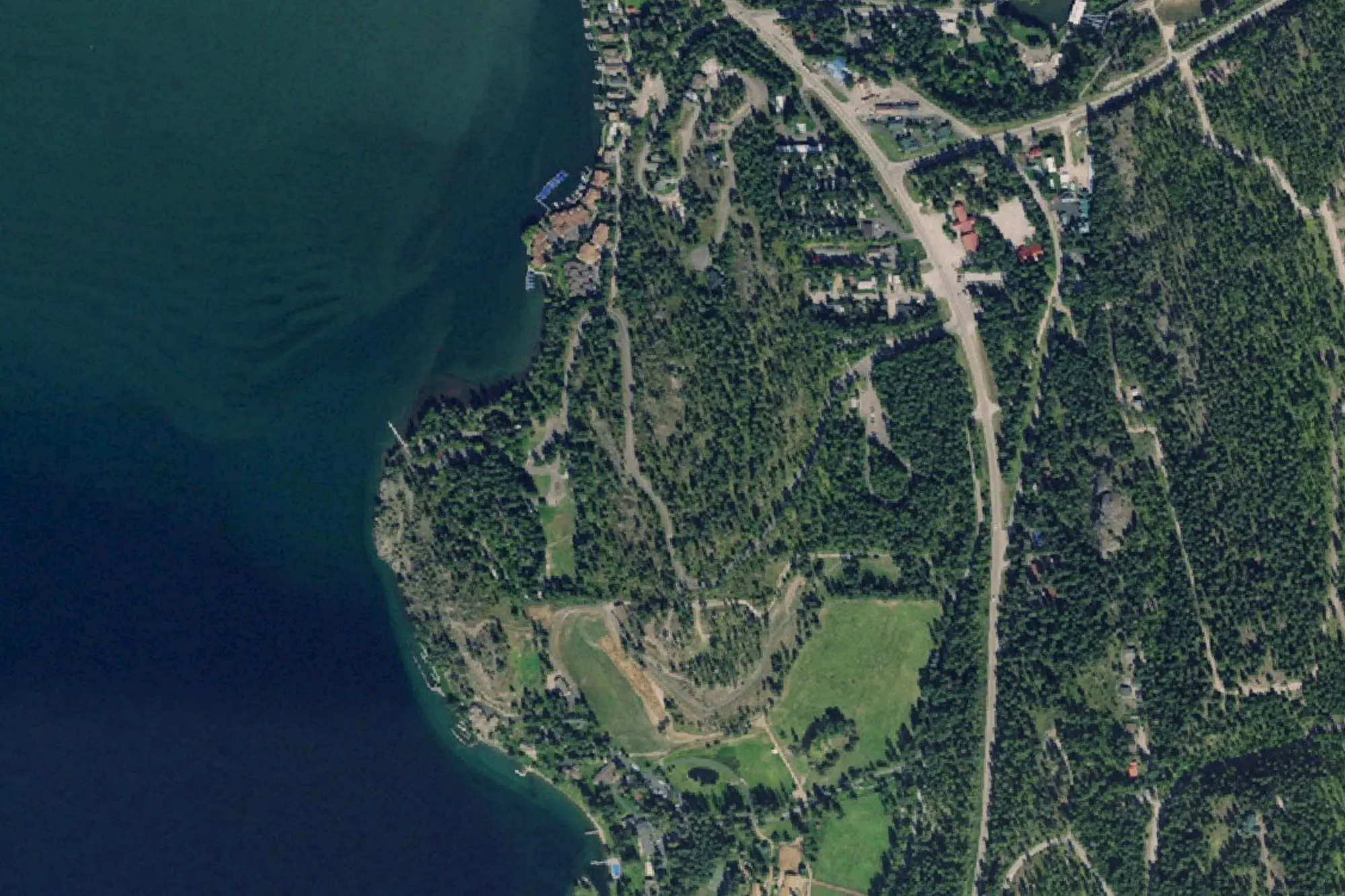 Aerial view of Flathead Lake/Wayfarers State Park