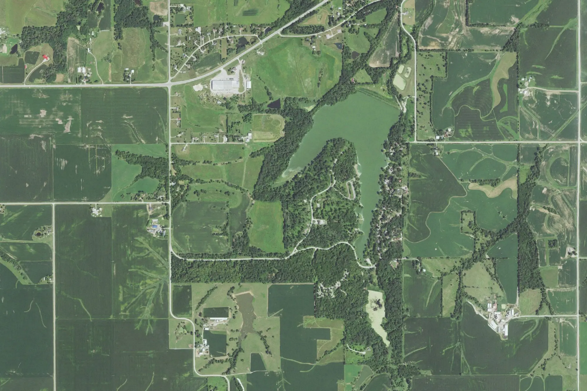 Aerial view of Lake Keomah State Park