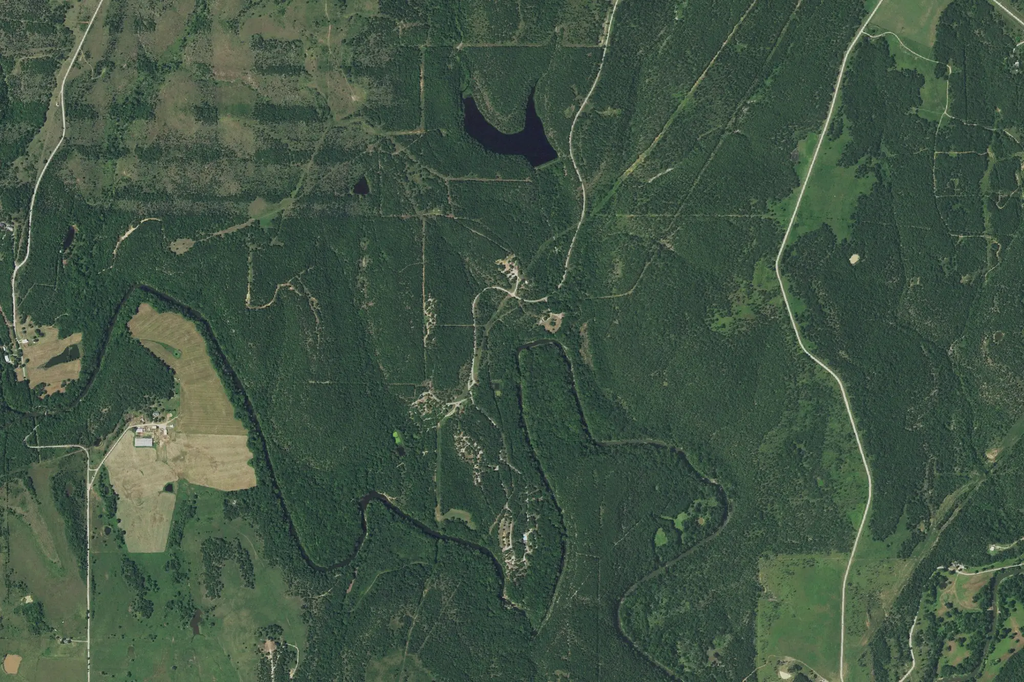 Aerial view of Osage Hills State Park