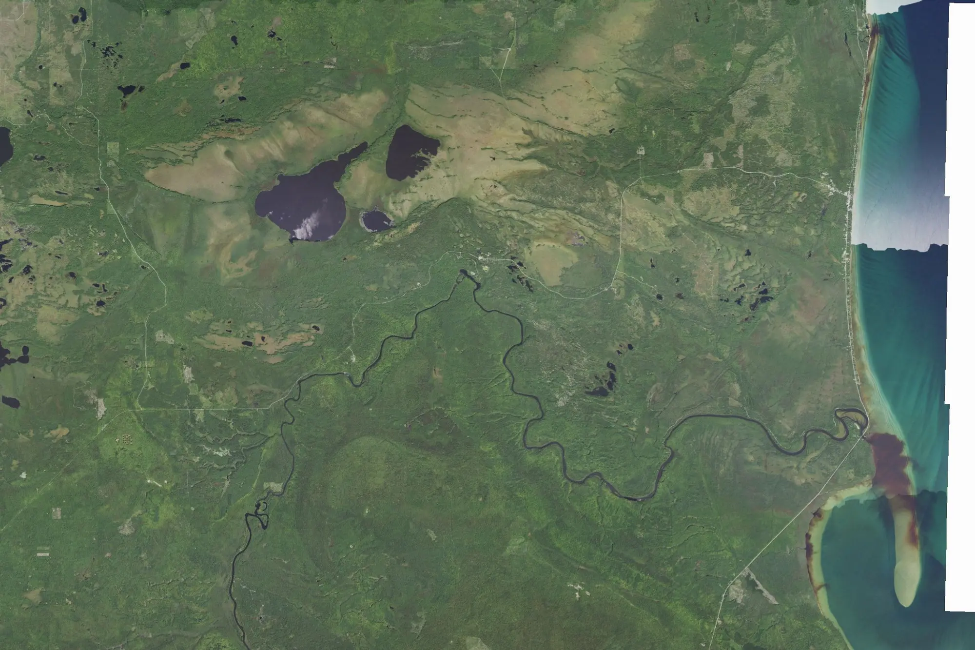 Aerial view of Tahquamenon Falls State Park