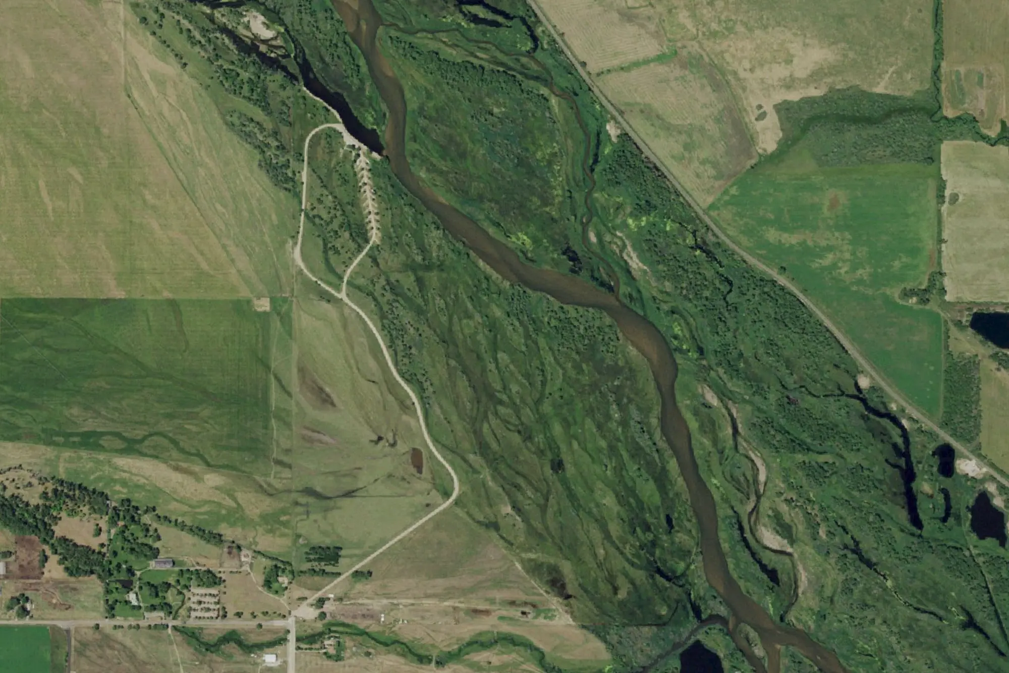 Aerial view of Buffalo Bill Ranch State Recreation Area