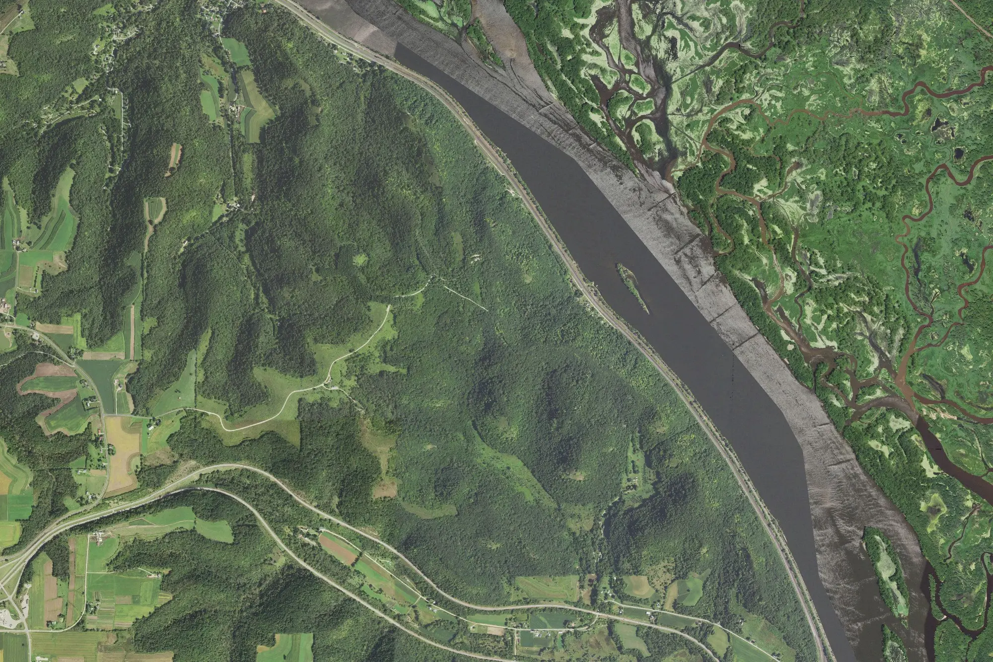 Aerial view of Great River Bluffs State Park
