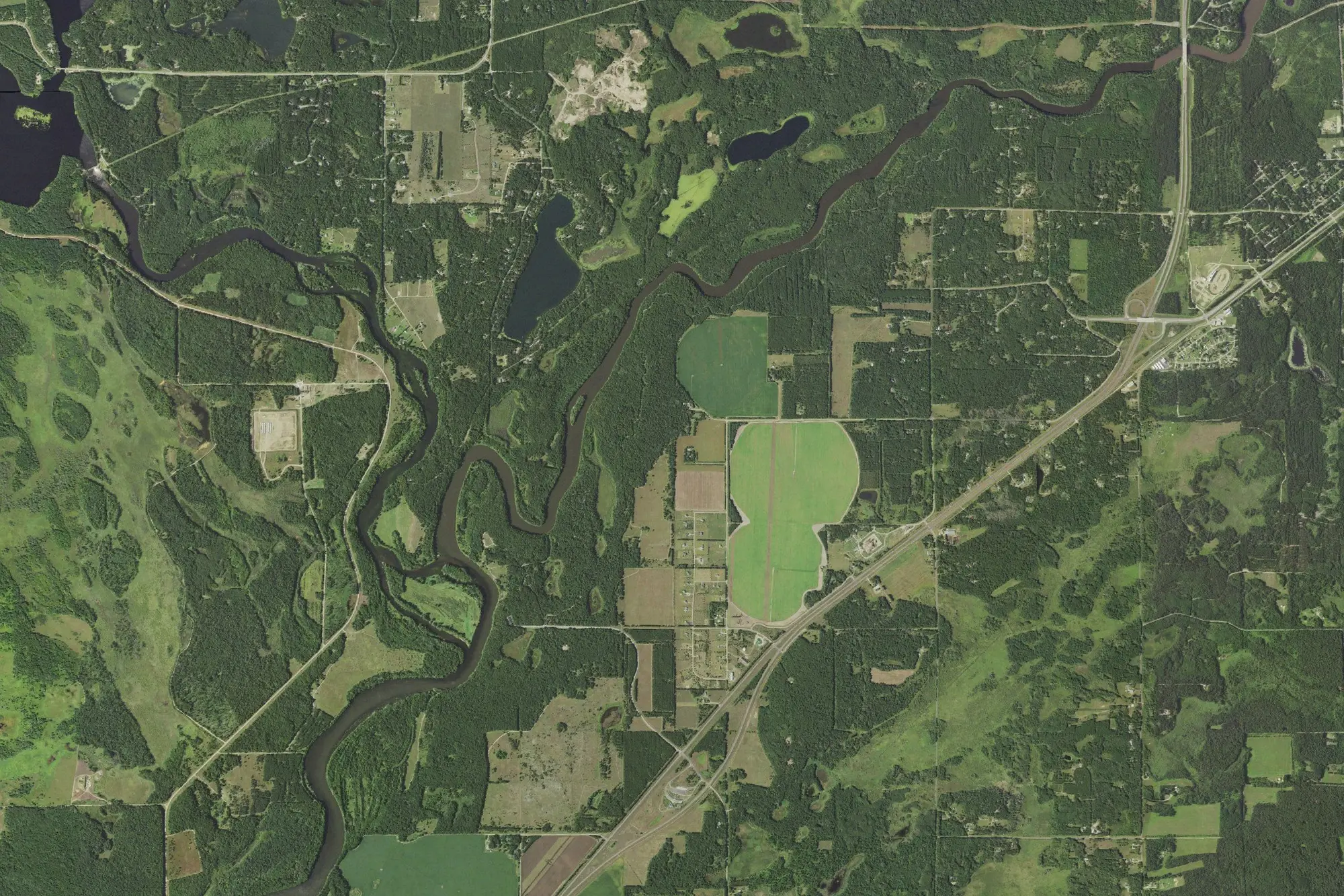 Aerial view of Crow Wing State Park
