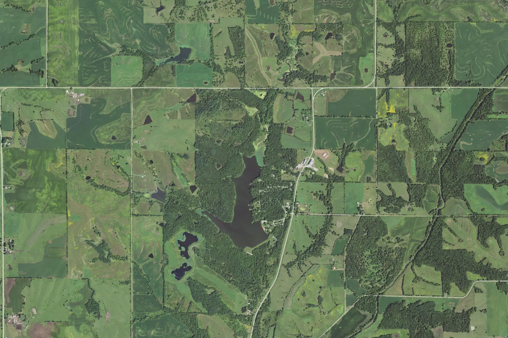 Aerial view of Lake of Three Fires State Park