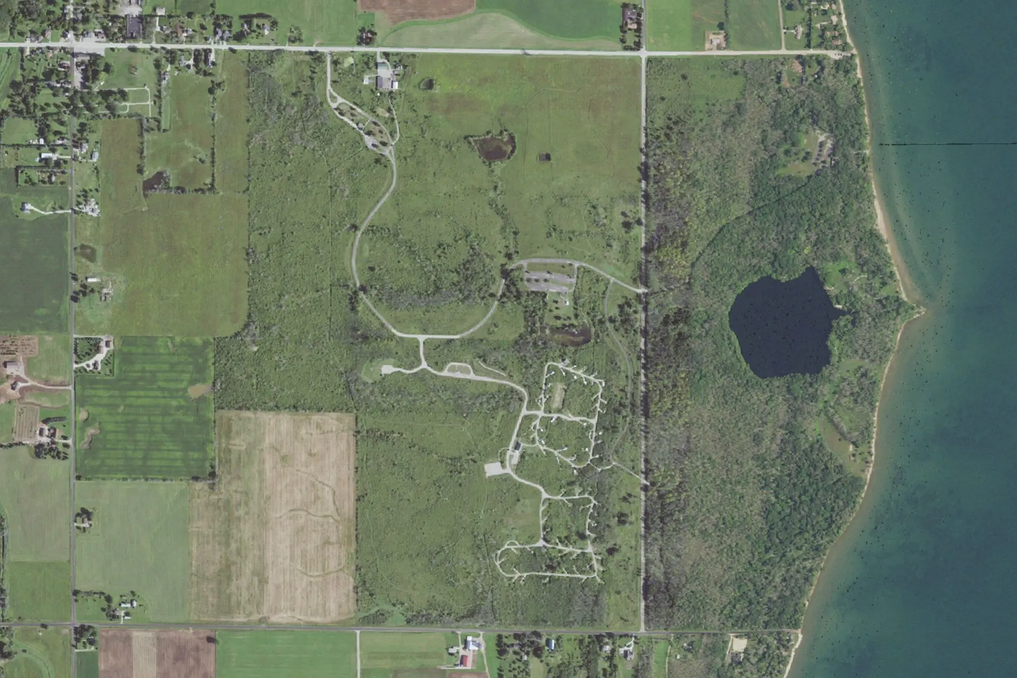 Aerial view of Harrington Beach State Park