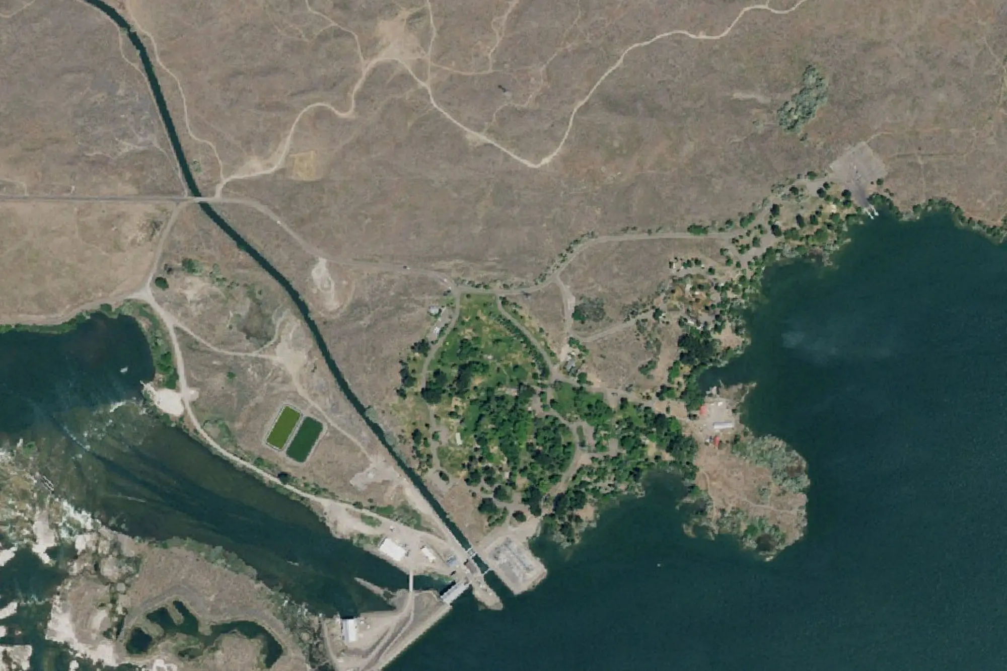 Aerial view of Lake Walcott State Park