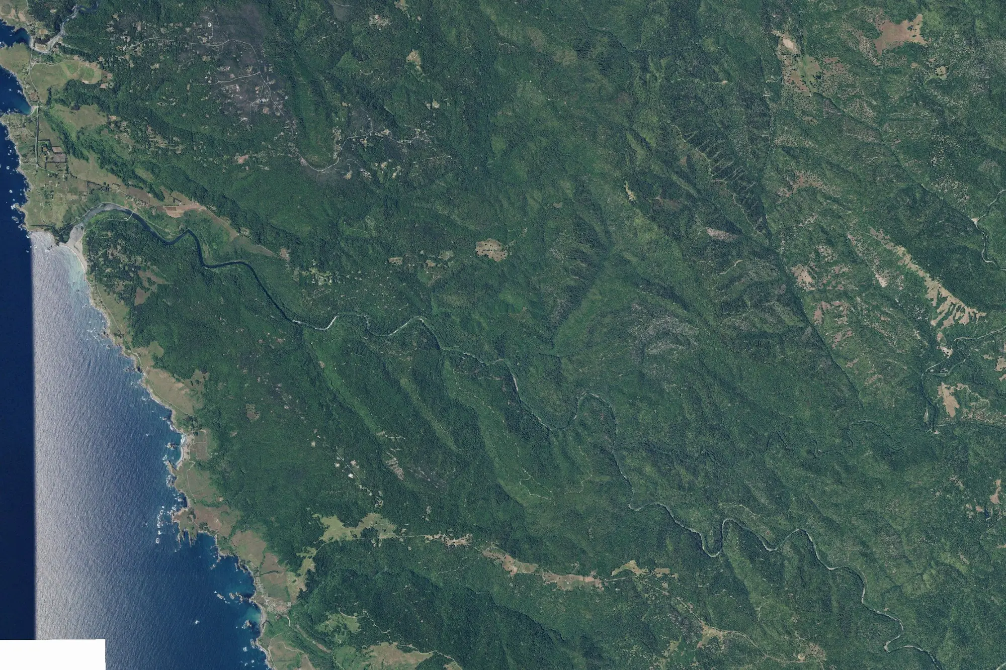 Aerial view of Navarro River Redwoods State Park