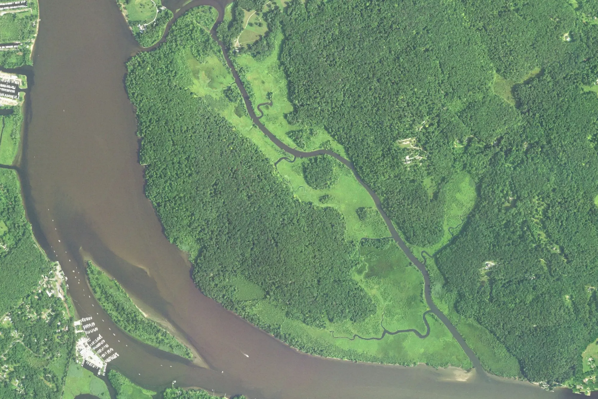 Aerial view of Selden Neck Island State Park