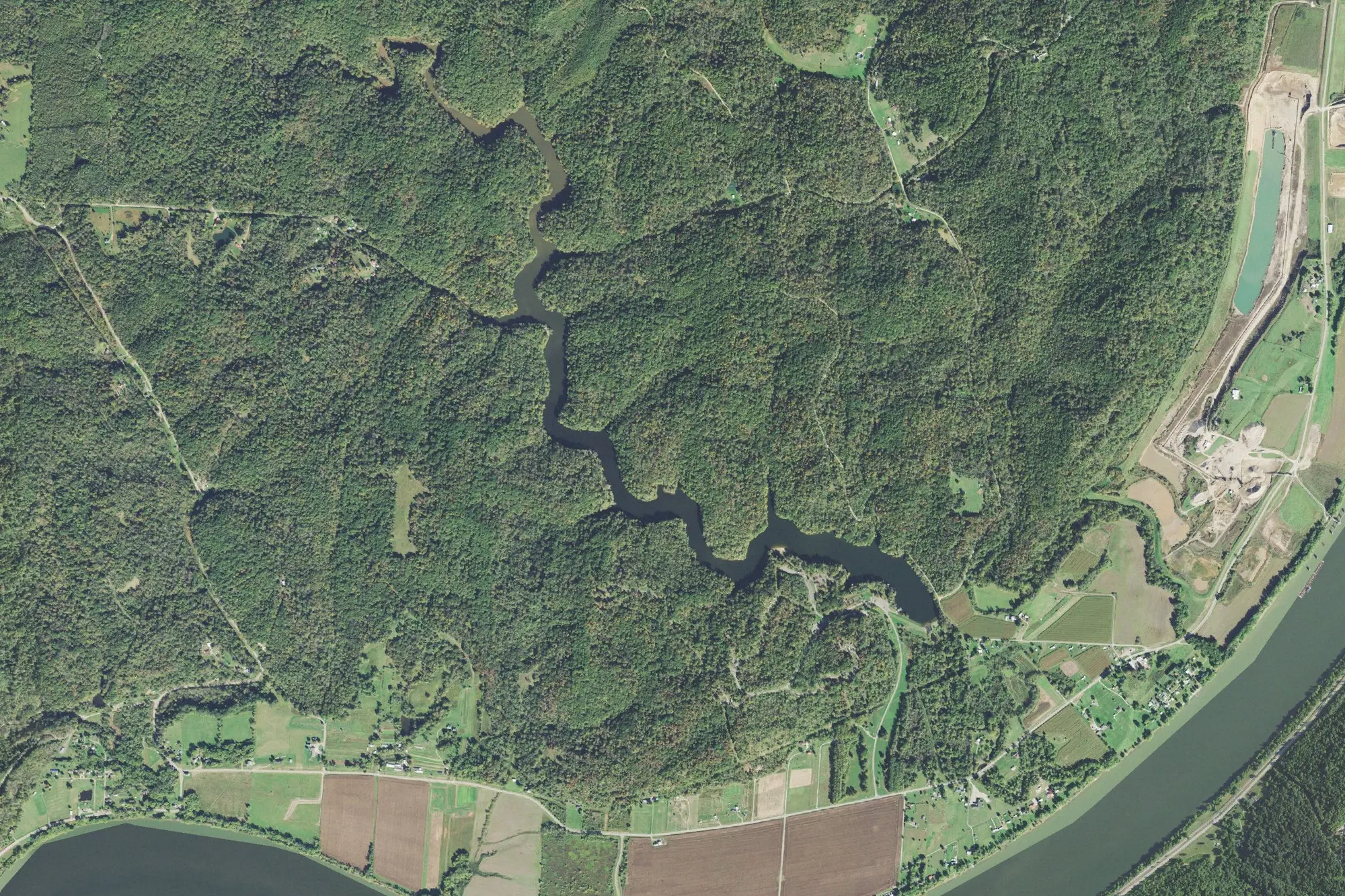 Aerial view of Forked Run State Park