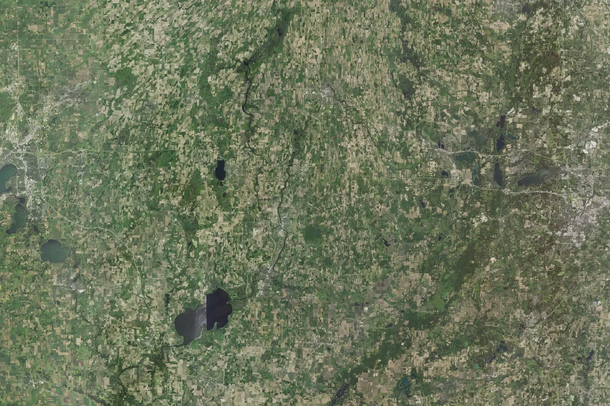 Aerial view of Glacial Drumlin State Trail