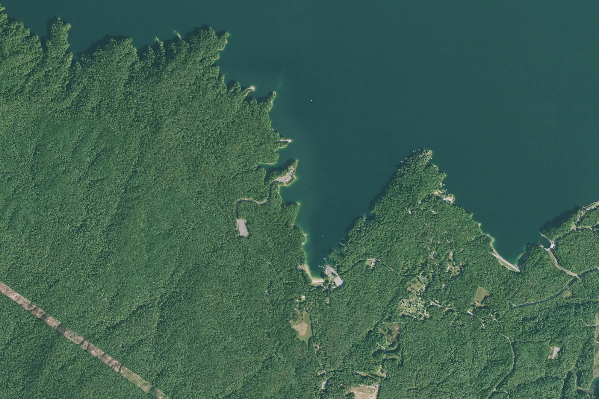 Aerial view of Devils Fork State Park