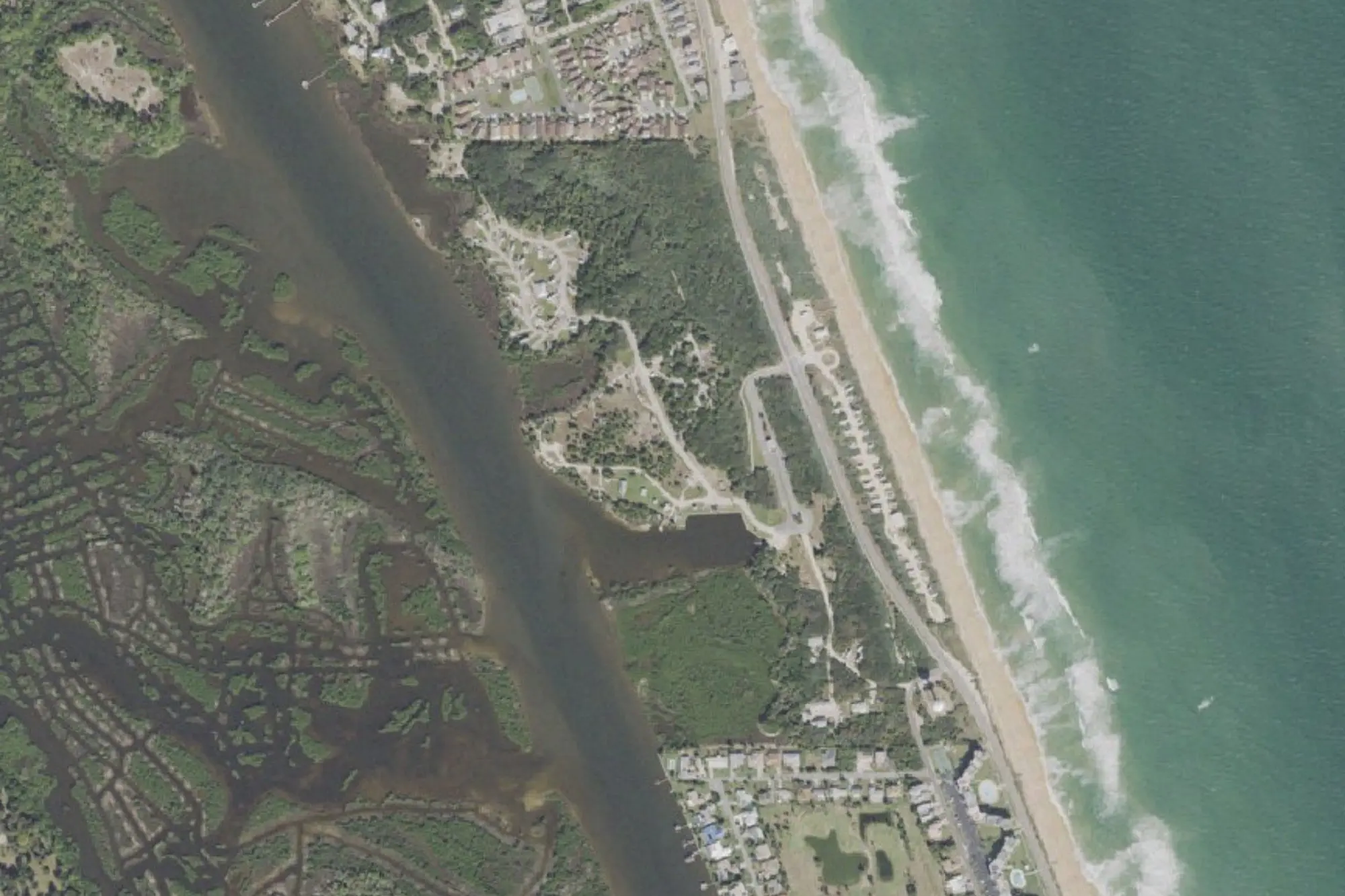 Aerial view of Gamble Rogers Memorial State Recreation Area at Flagler Beach