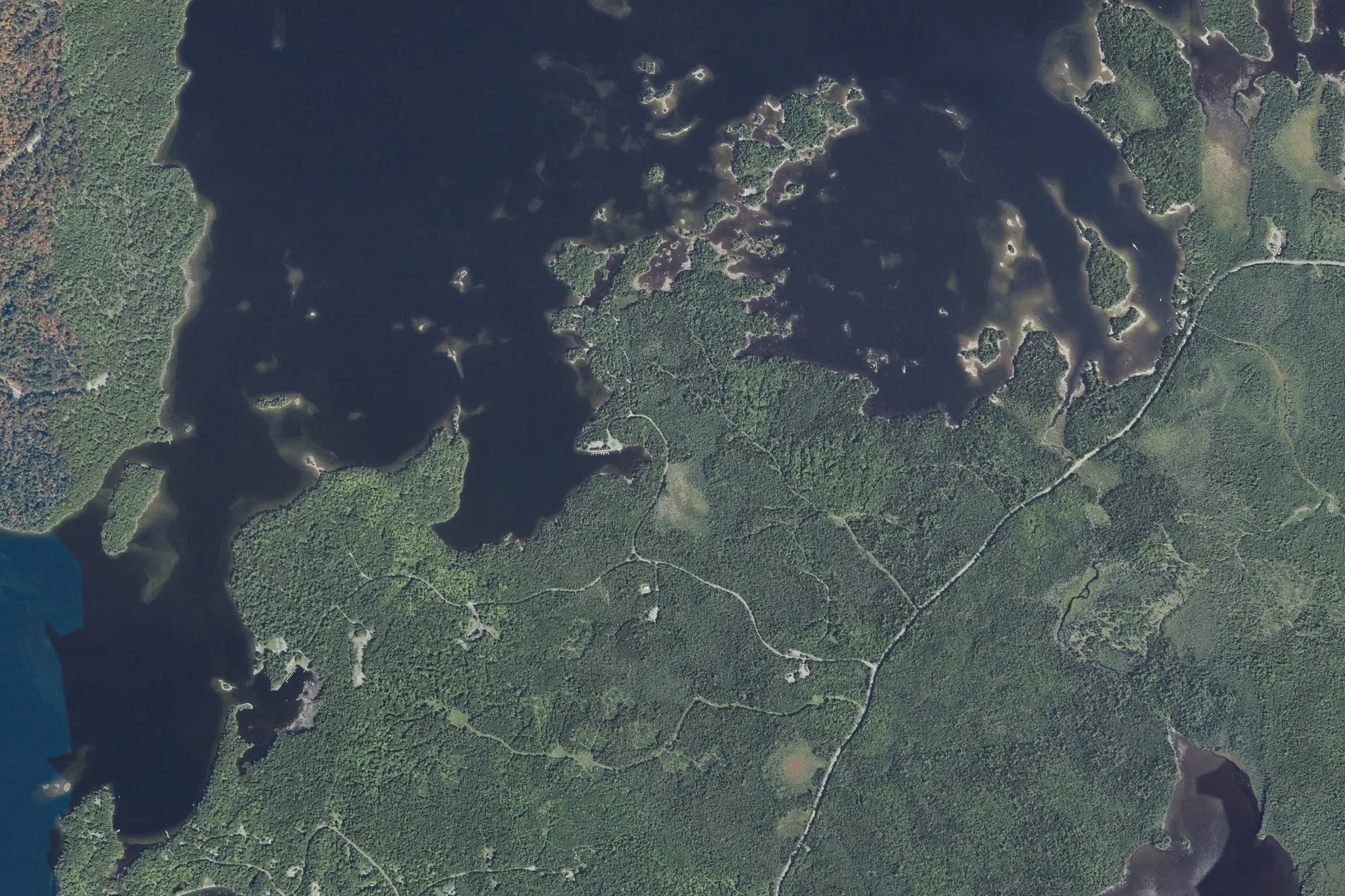Aerial view of Lily Bay State Park