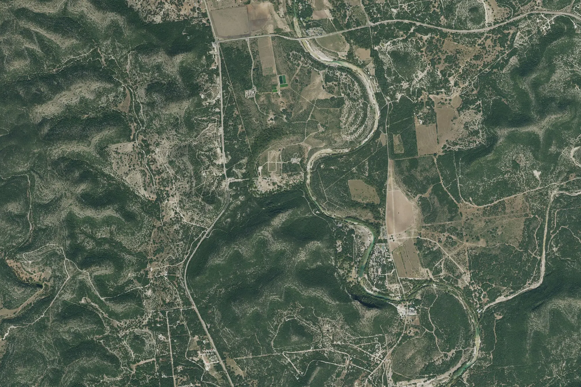 Aerial view of Garner State Park