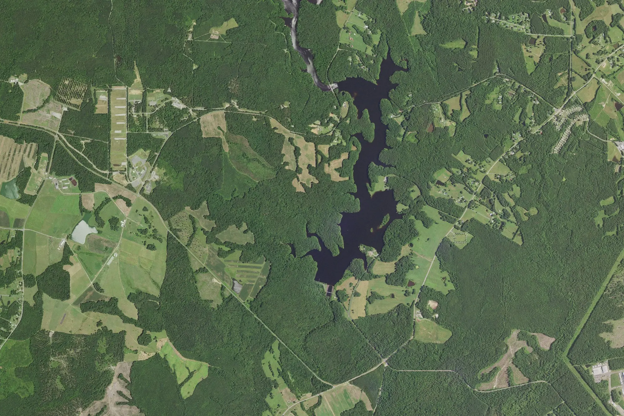 Aerial view of Lake Butner Park