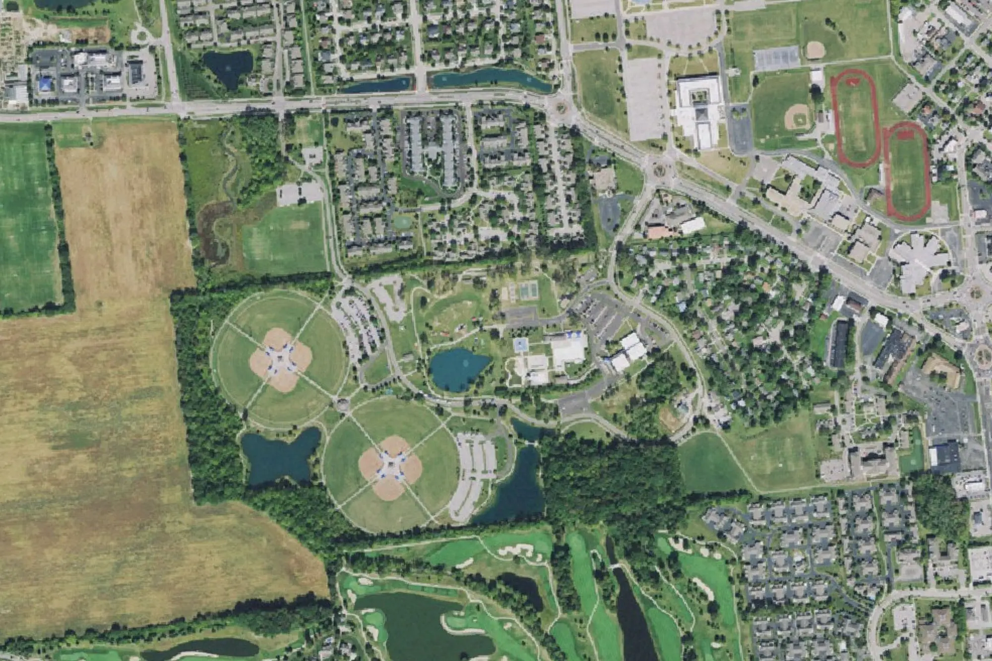 Aerial view of Municipal Park (Hilliard West Pool And Community Center)