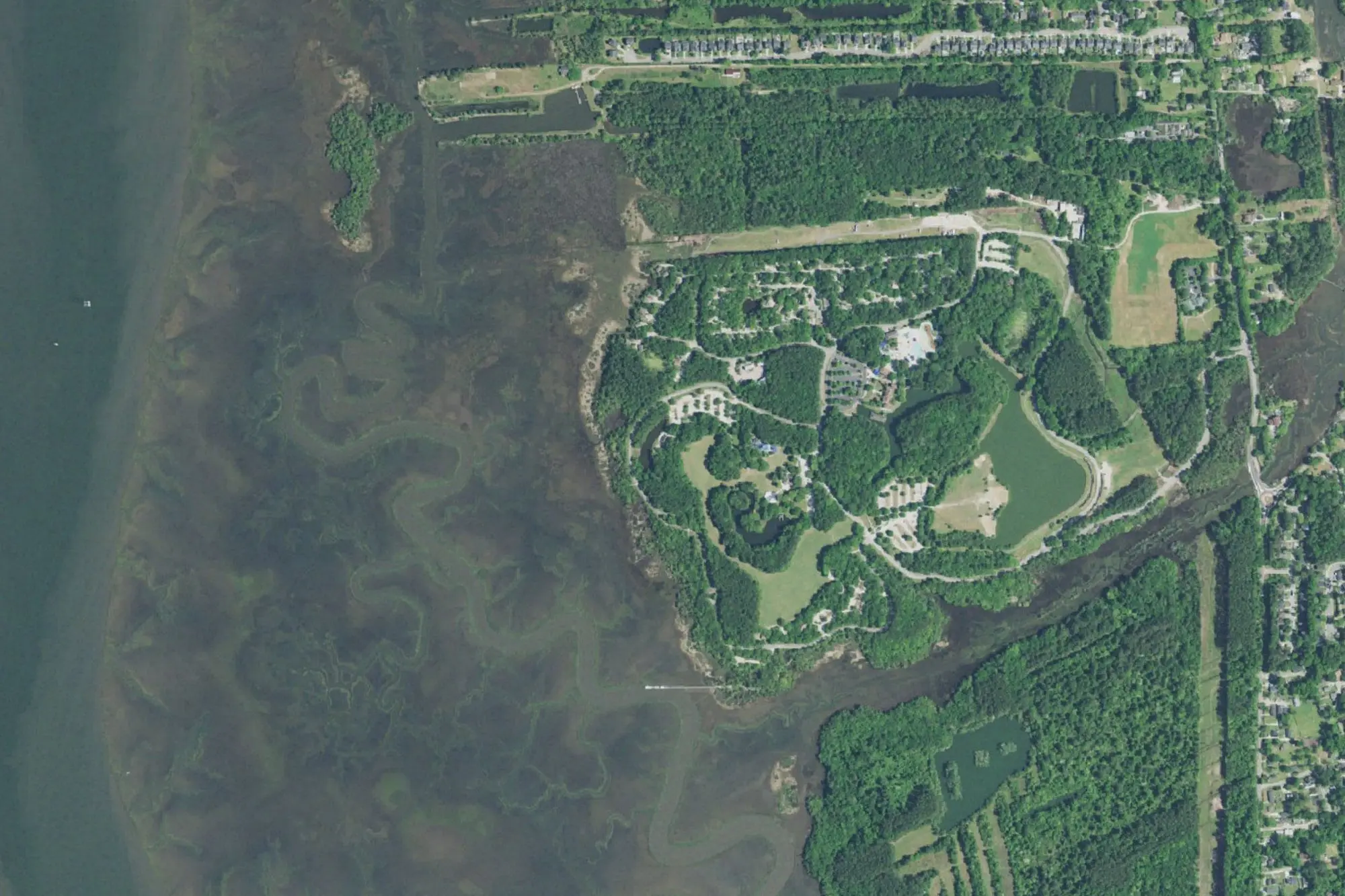 Aerial view of James Island County Park