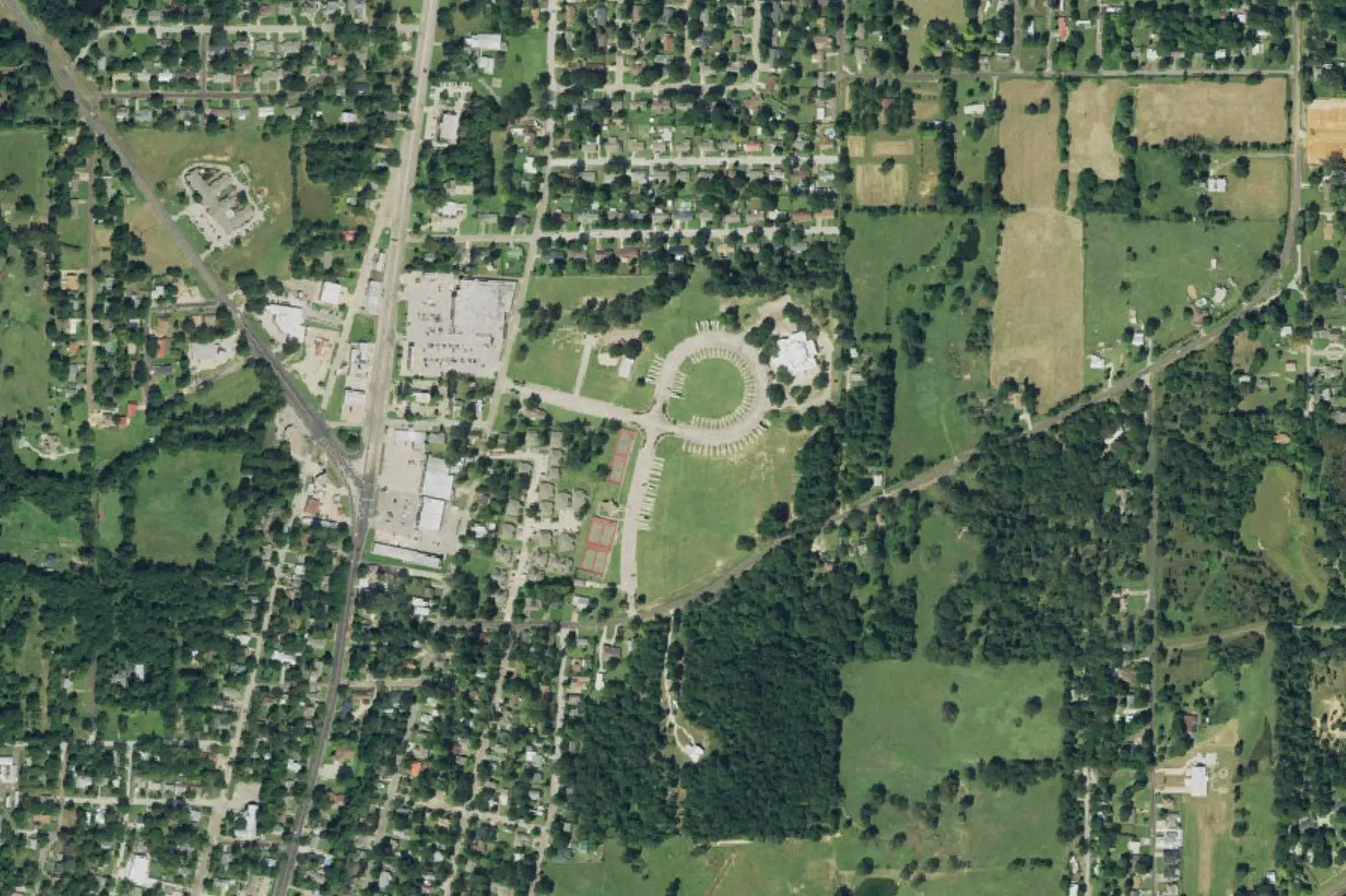 Aerial view of Mineola Civic Center and RV Park