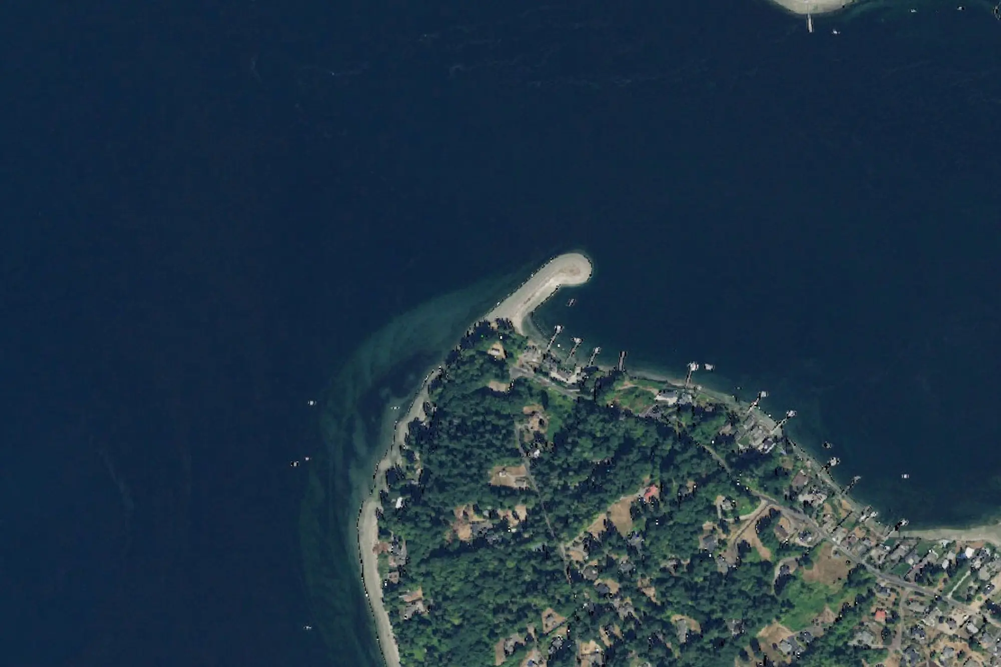 Aerial view of Fox Island Sand Spit