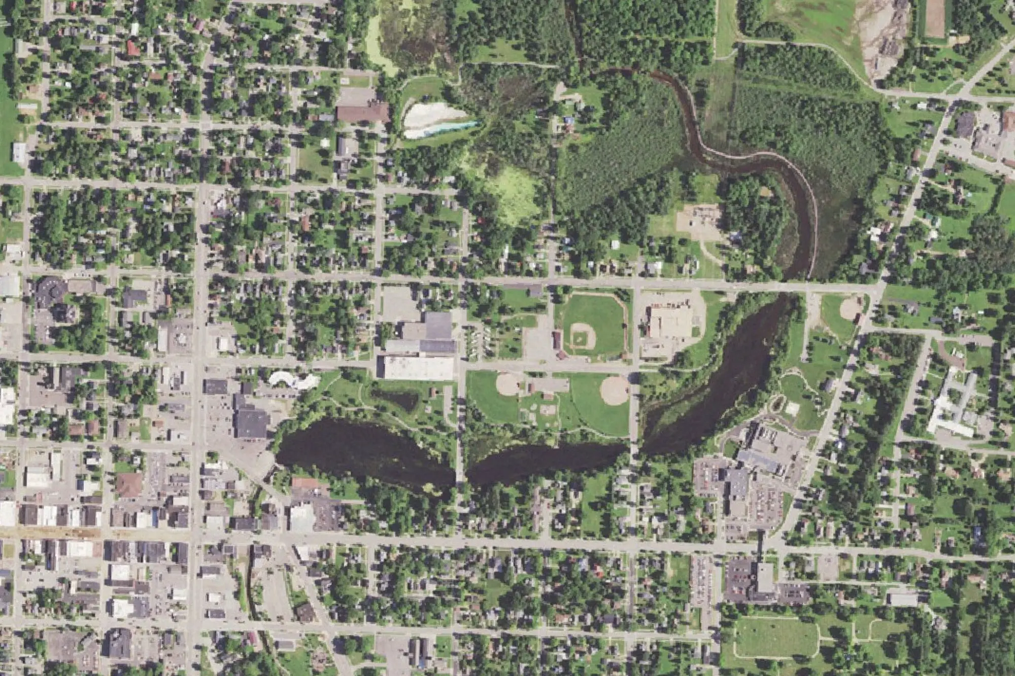 Aerial view of Antigo Lake RV Park and Campground
