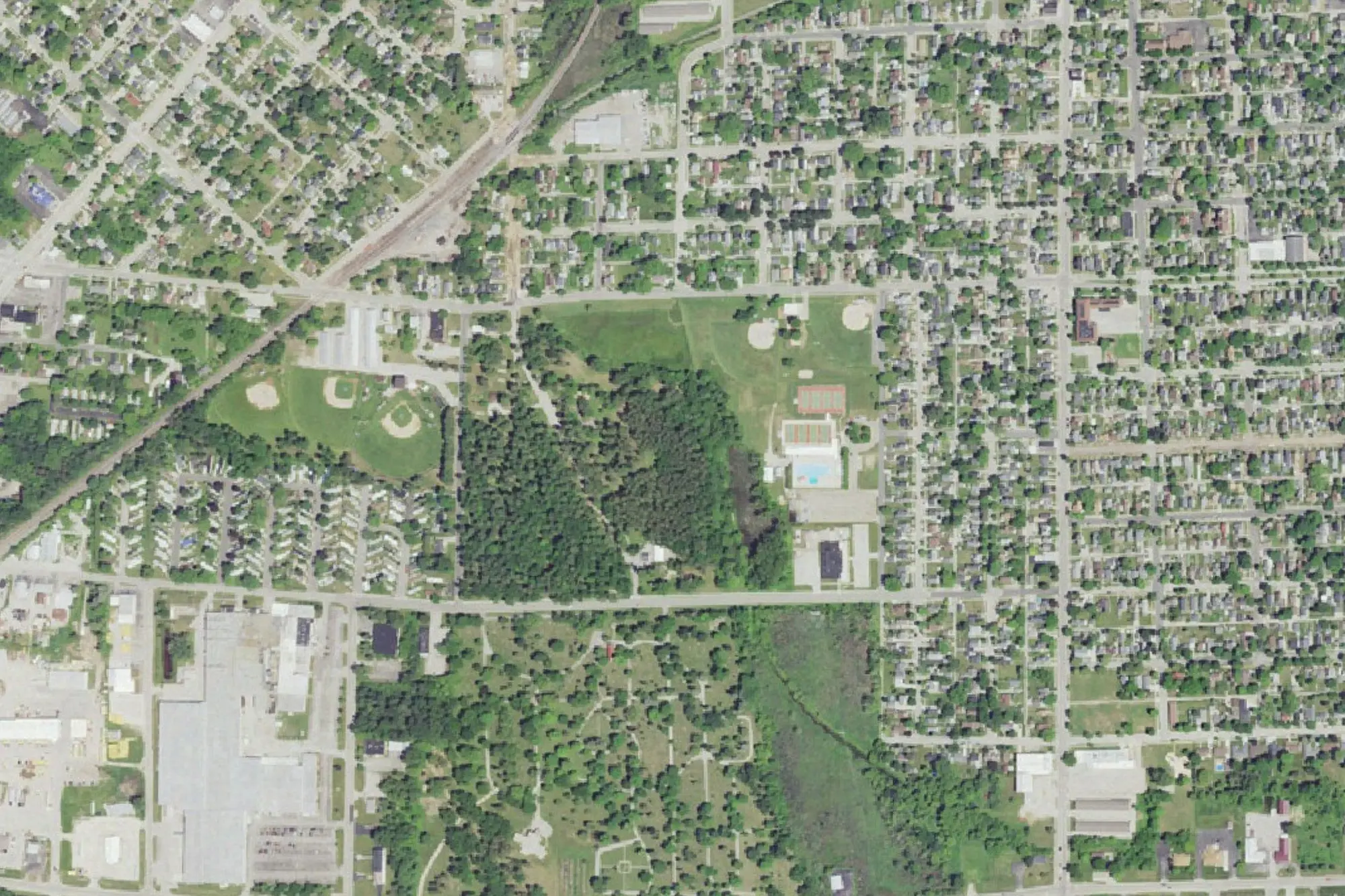 Aerial view of Marinette City Park