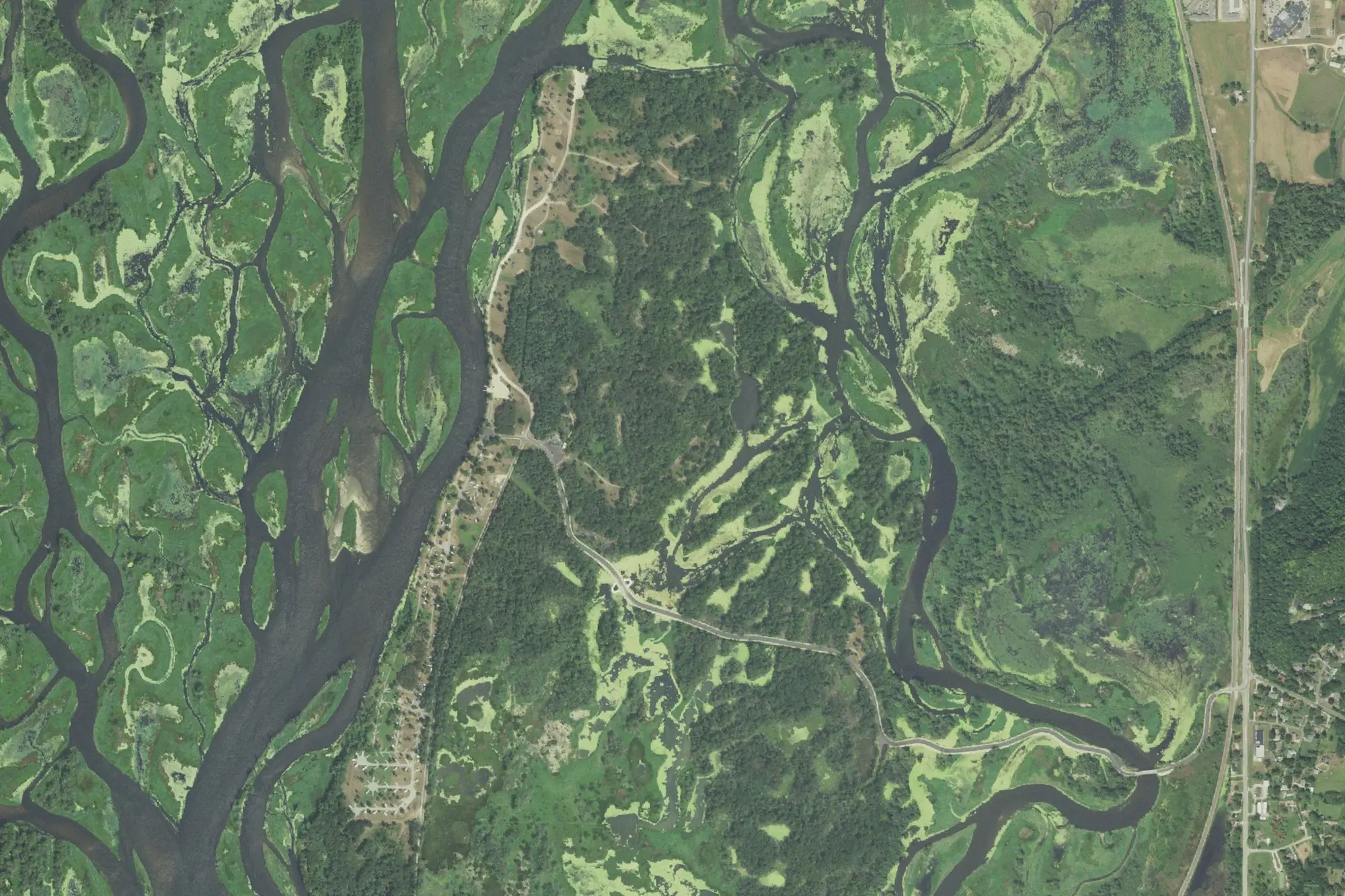 Aerial view of Goose Island Park