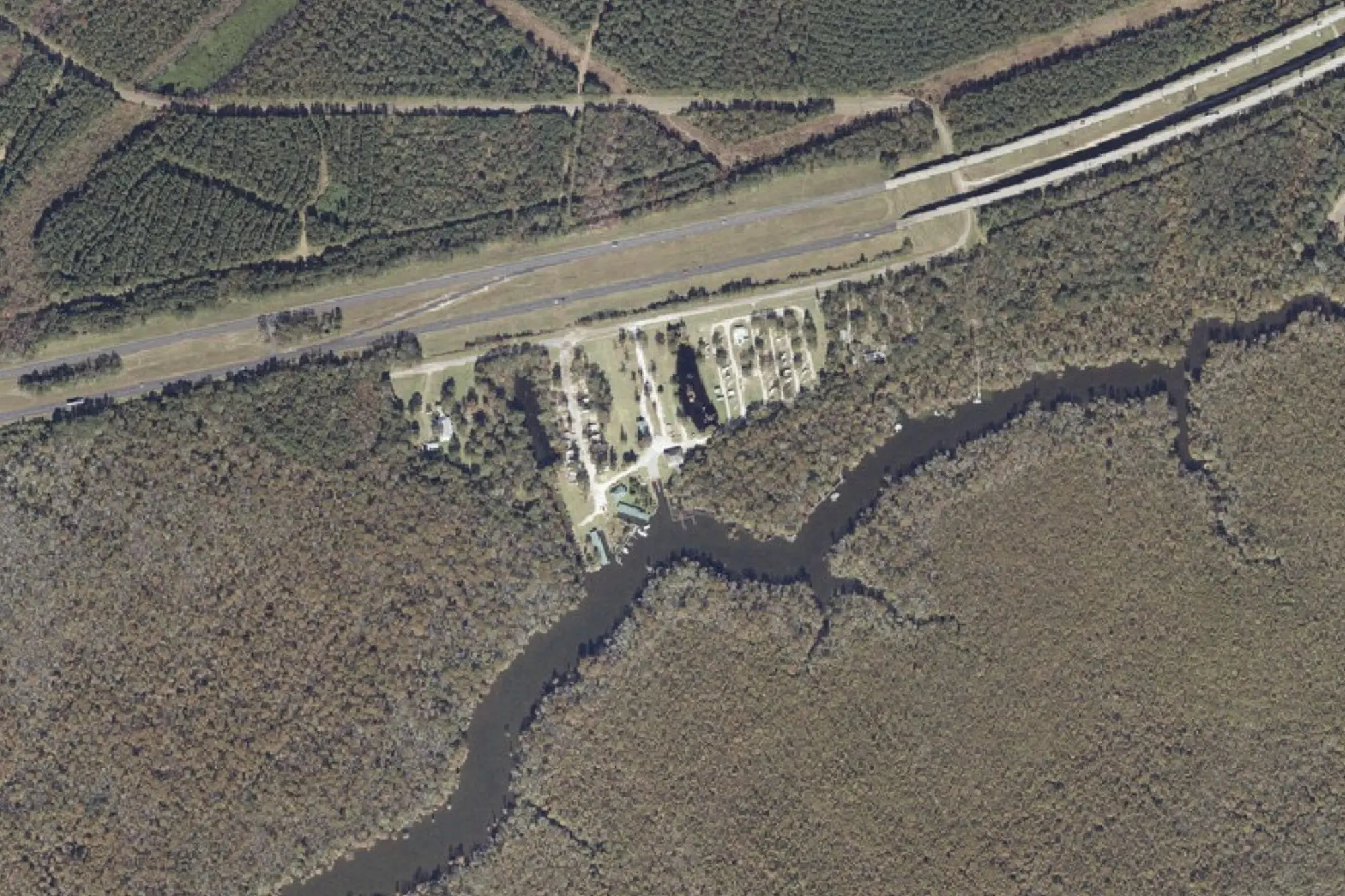 Aerial view of River Delta Marina & Campground