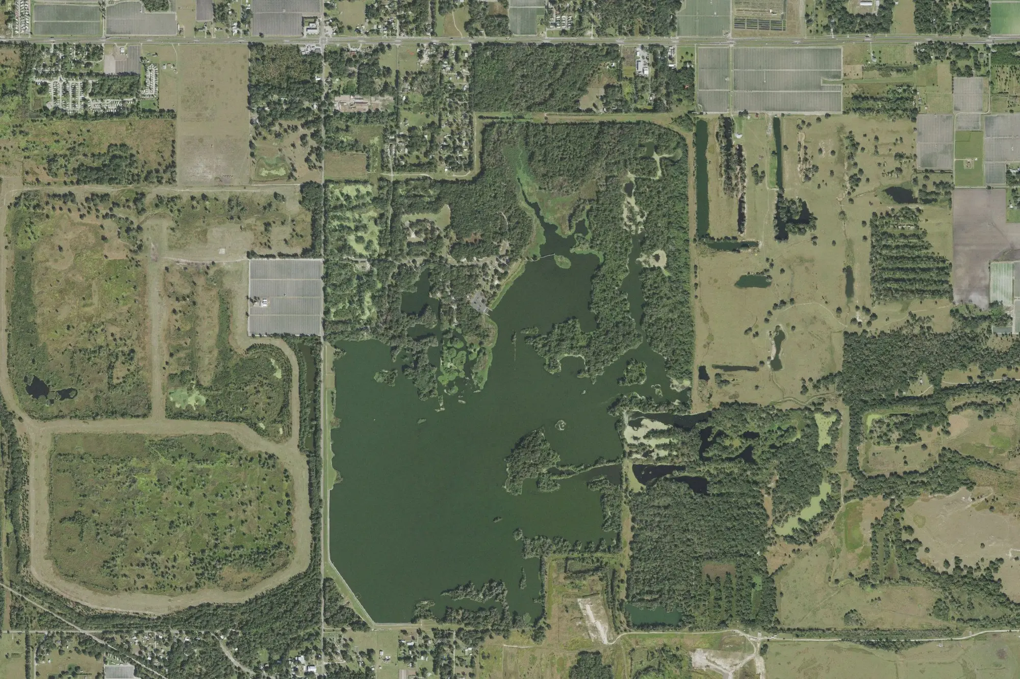 Aerial view of Edward Medard Park and Reservoir