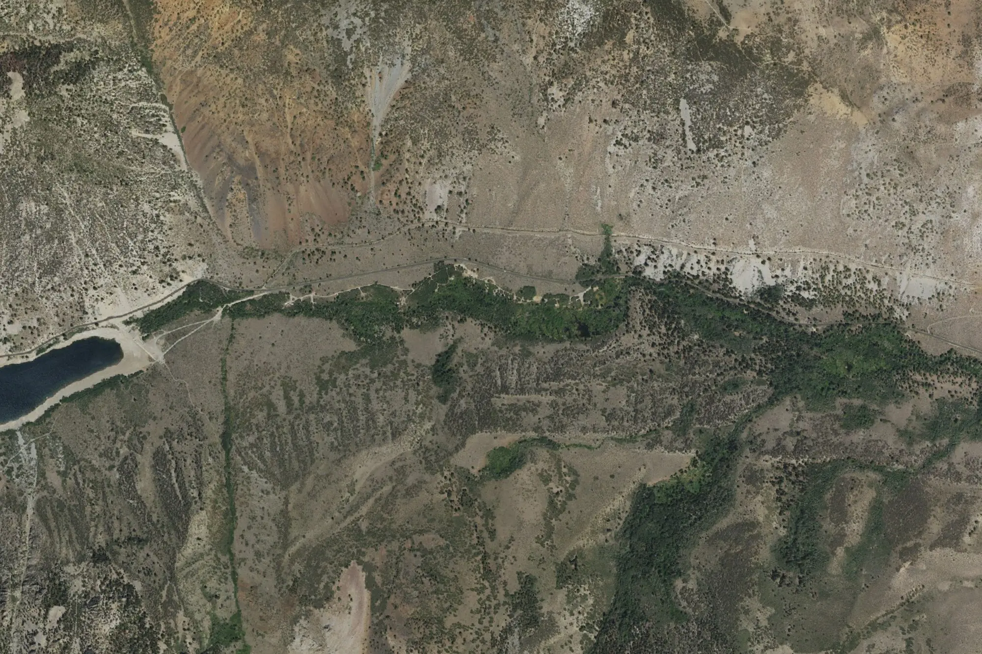 Aerial view of Lundy Canyon Campground