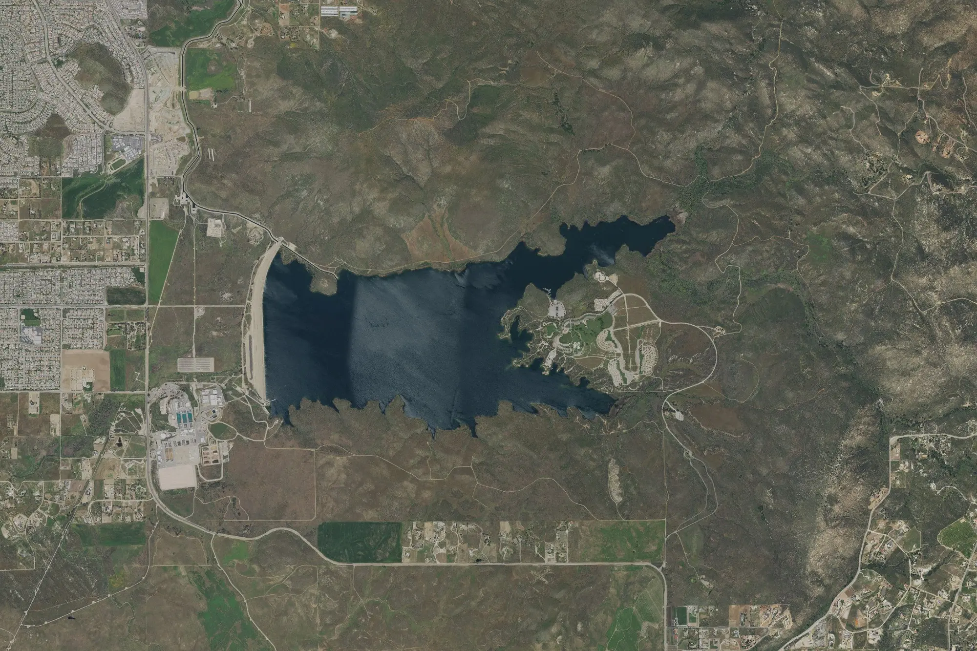Aerial view of Lake Skinner Recreation Area