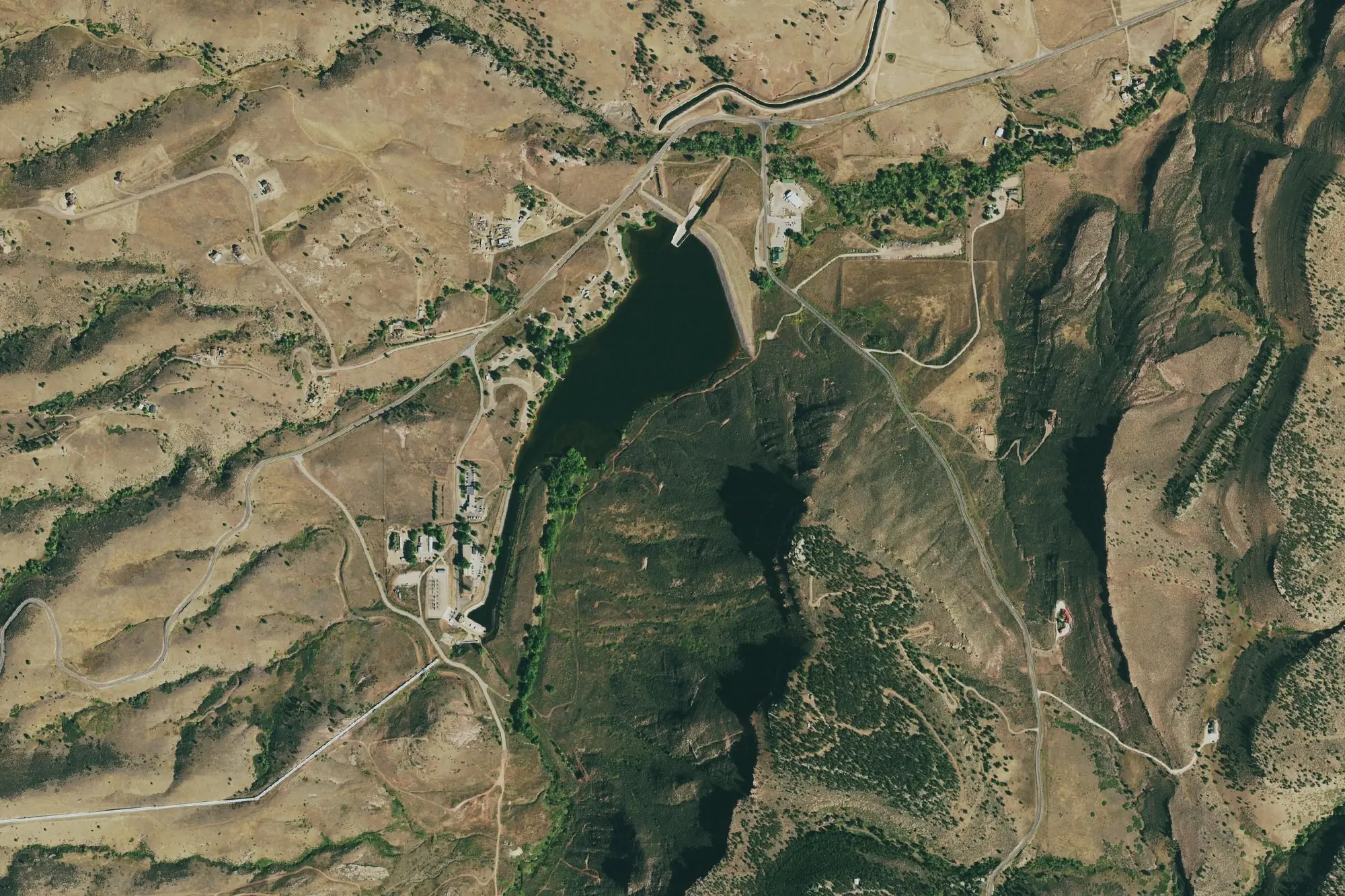 Aerial view of Flatiron Reservoir