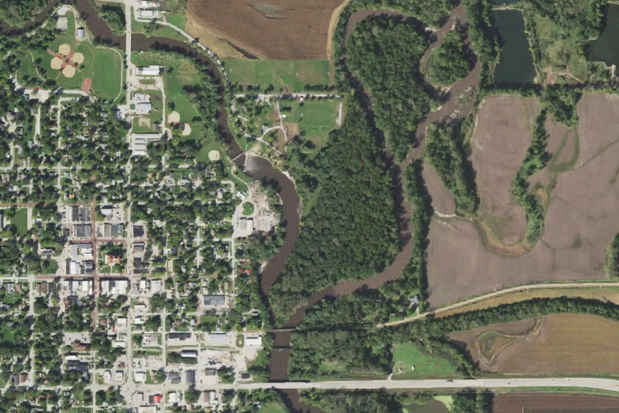 Aerial view of Island Park & Campground