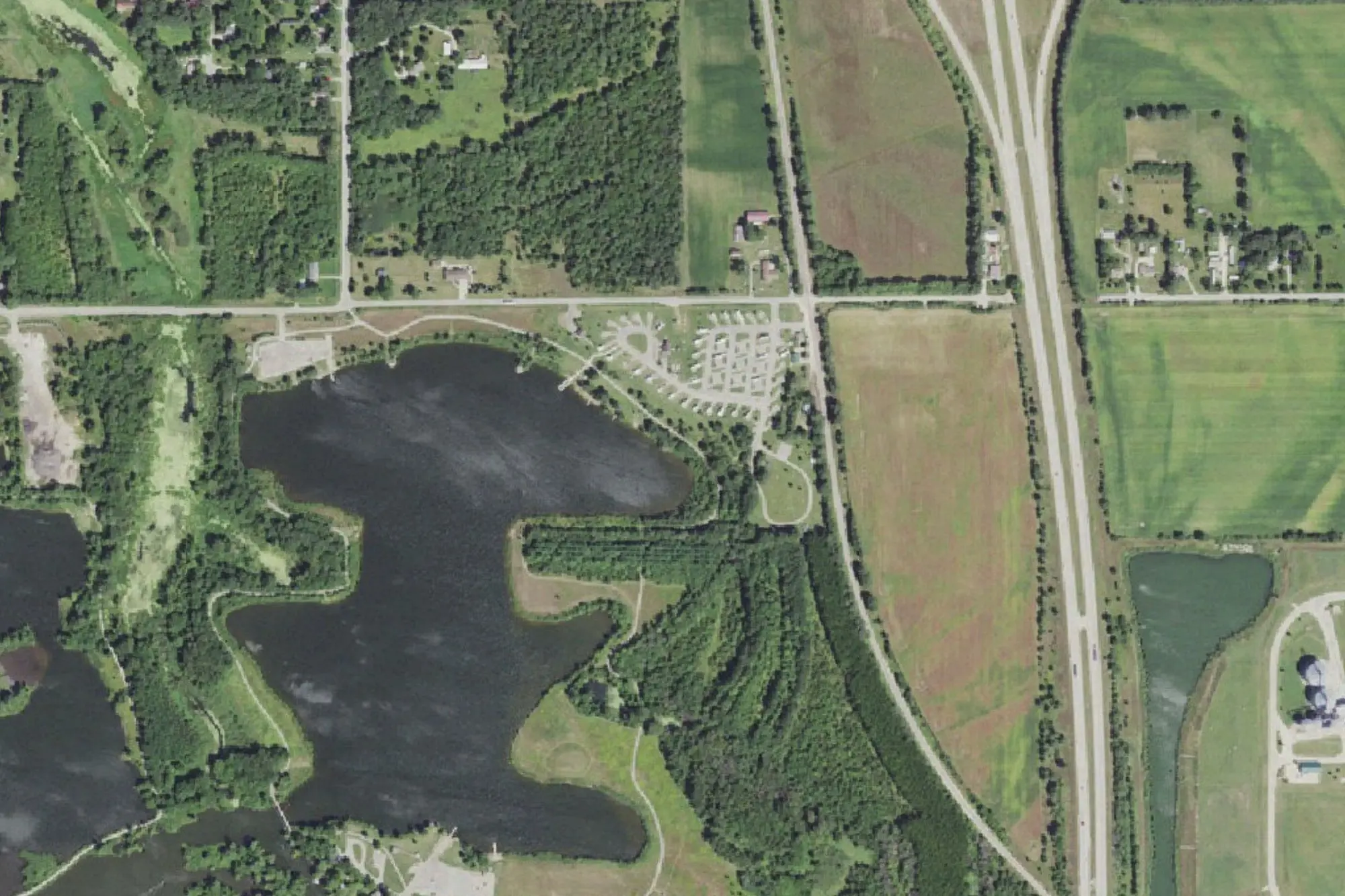 Aerial view of Big Woods Campground Area