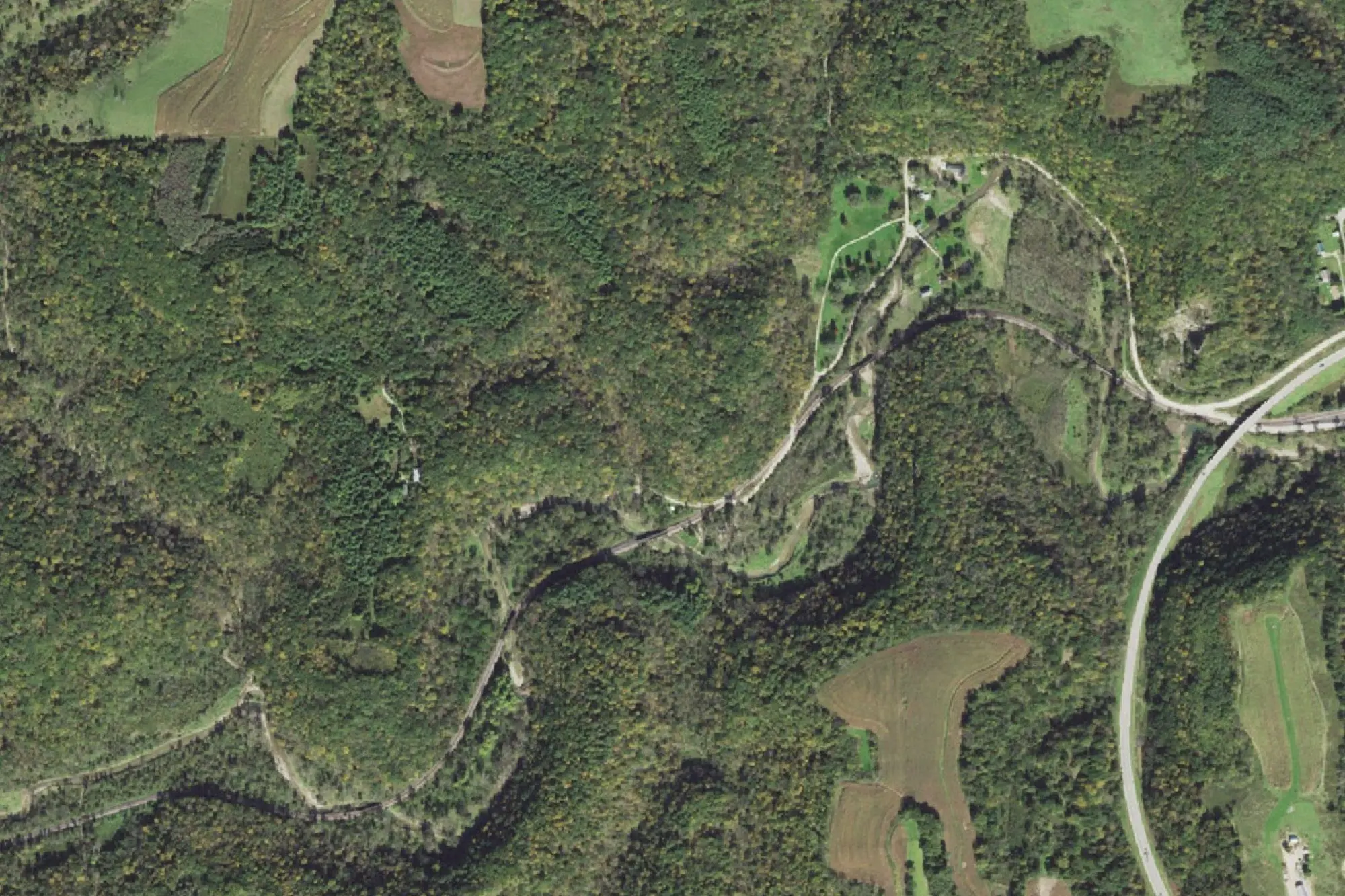 Aerial view of Bloody Run Park