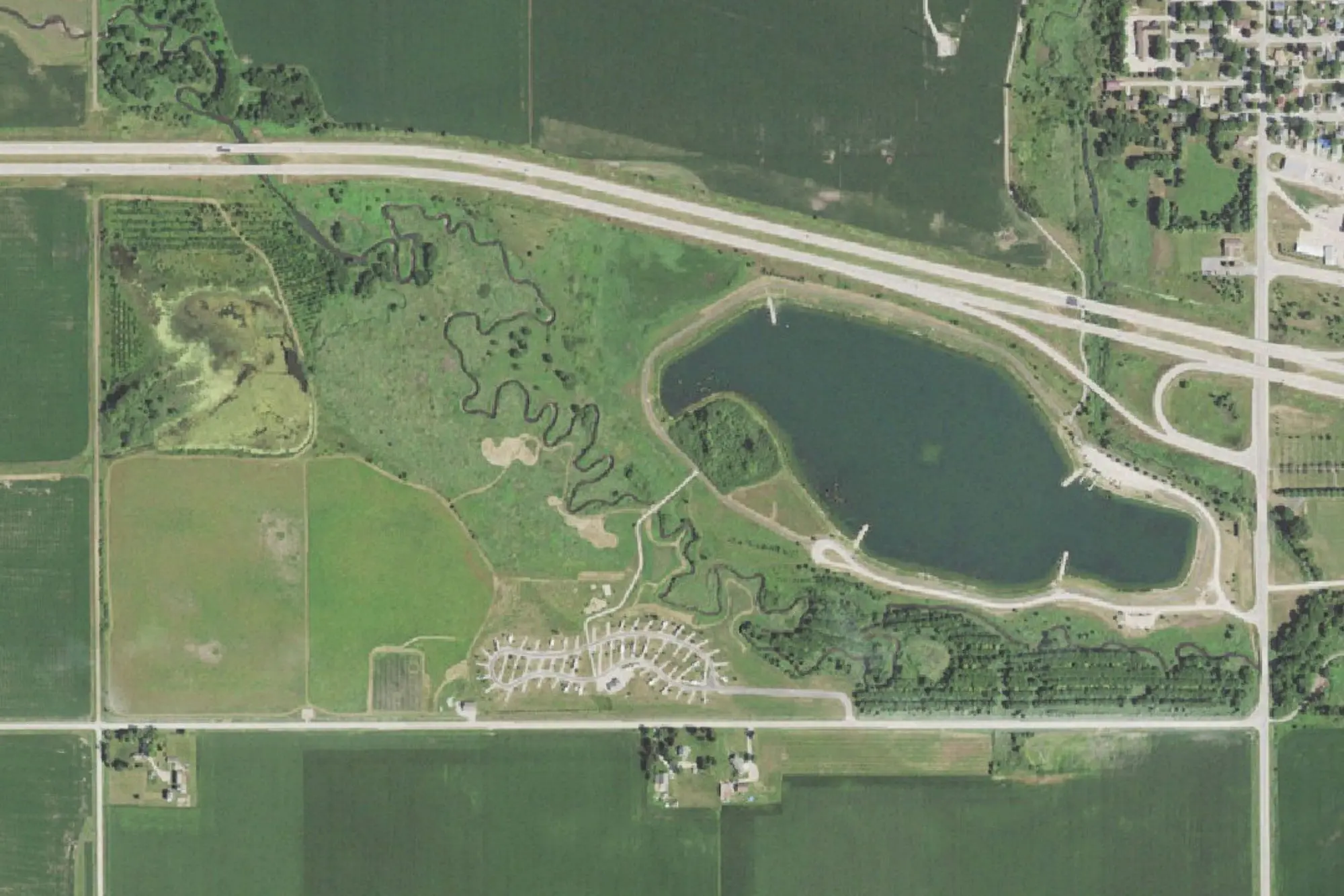 Aerial view of Grundy County Lake
