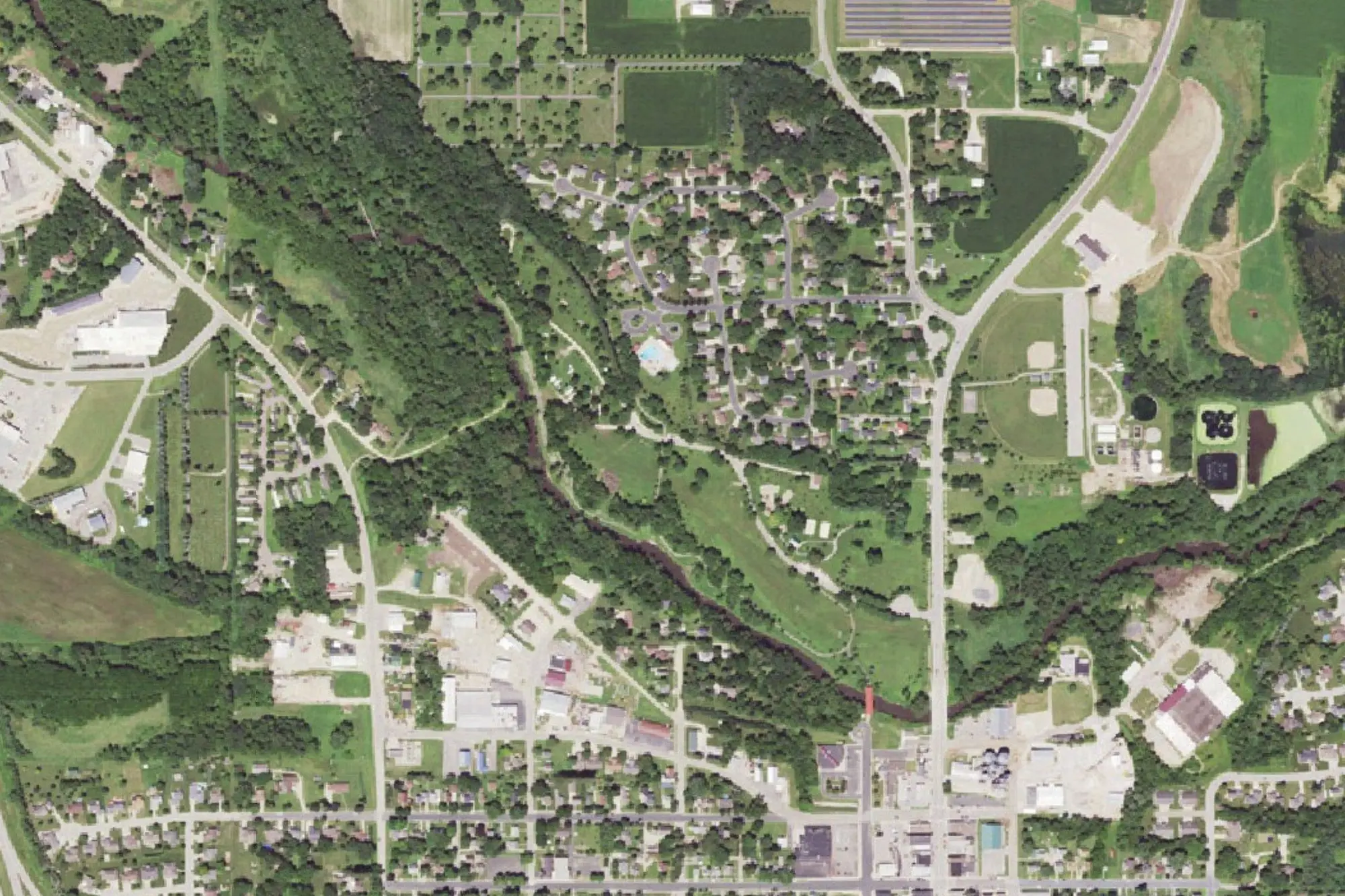 Aerial view of Covered Bridge Park