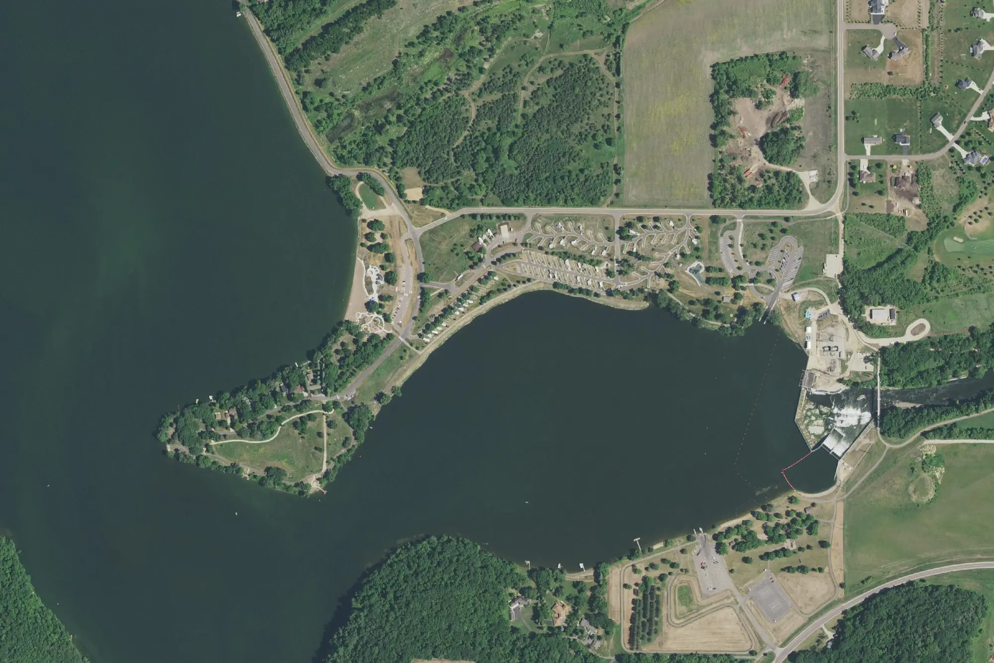Aerial view of Lake Byllesby Park