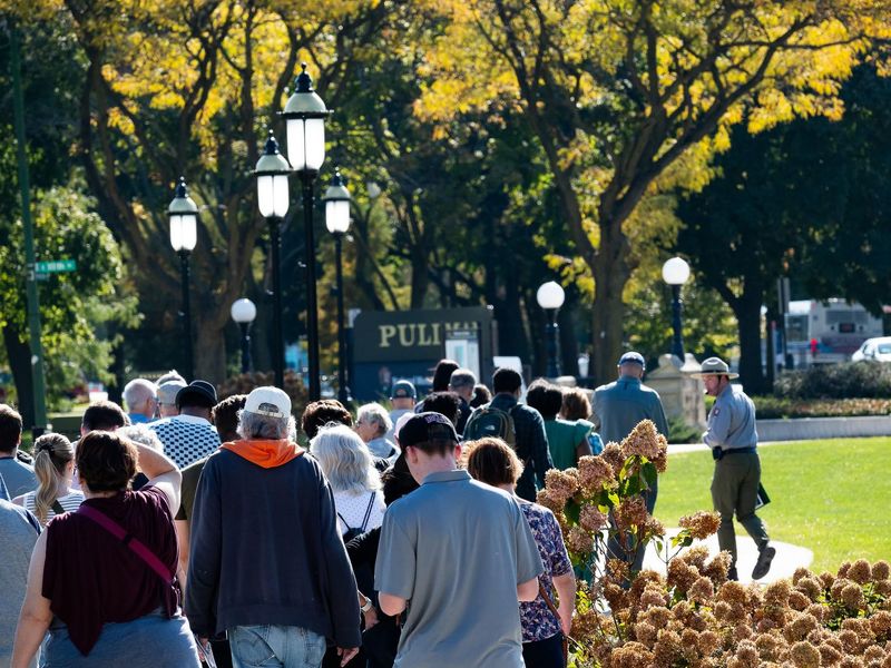 A large tour group in Pullman